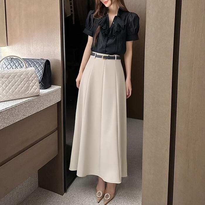 骨格ストレートAラインロングスカート