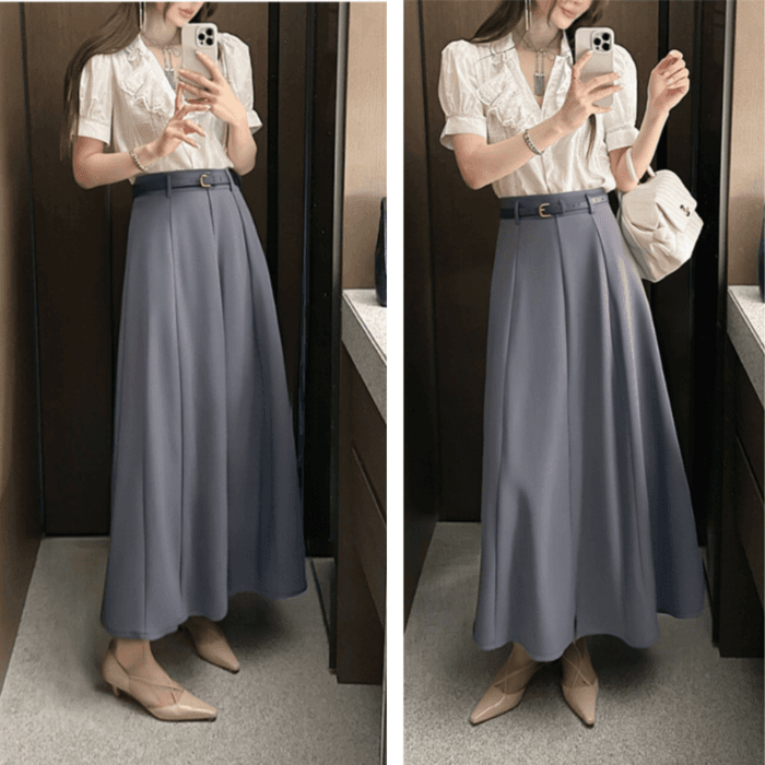 骨格ストレートAラインロングスカート