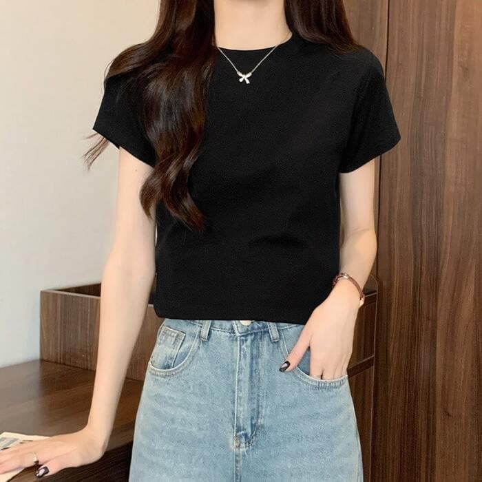 骨格ストレートラウンドネックTシャツ