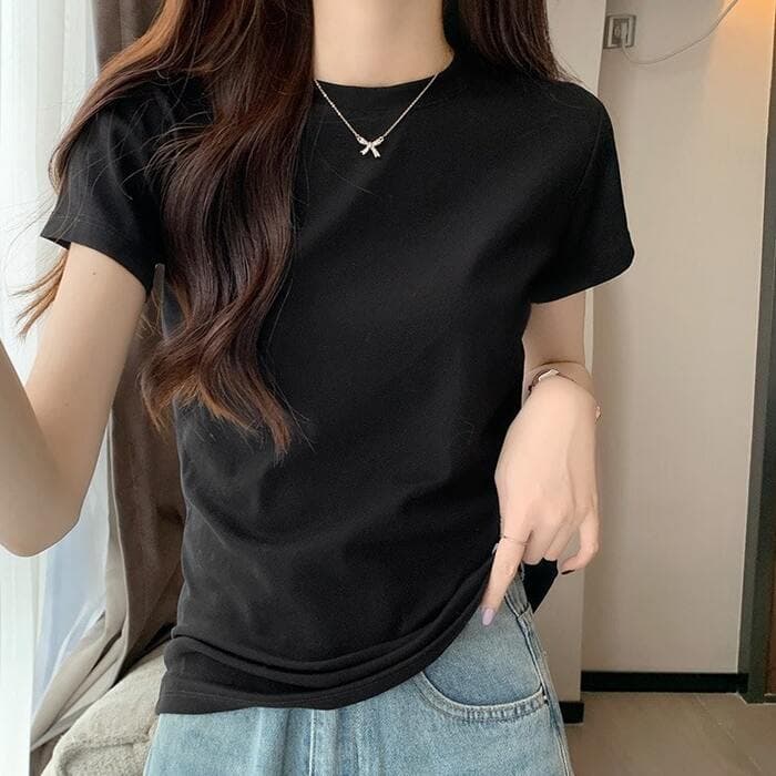 骨格ストレートラウンドネックTシャツ