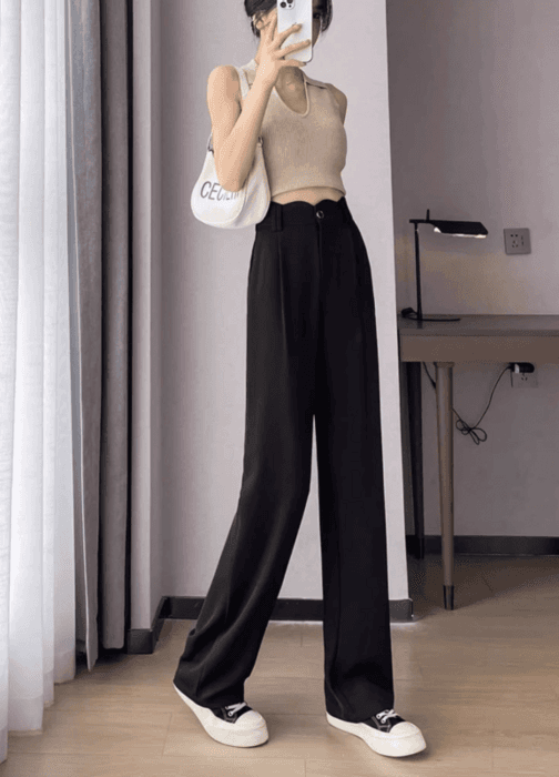 骨格ストレートワンタックドレープストレートパンツ