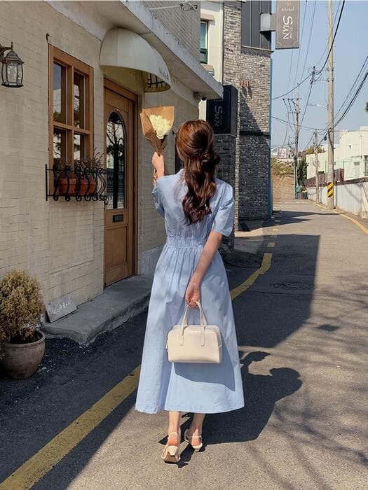 骨格ストレート半袖シャツカラーワンピース