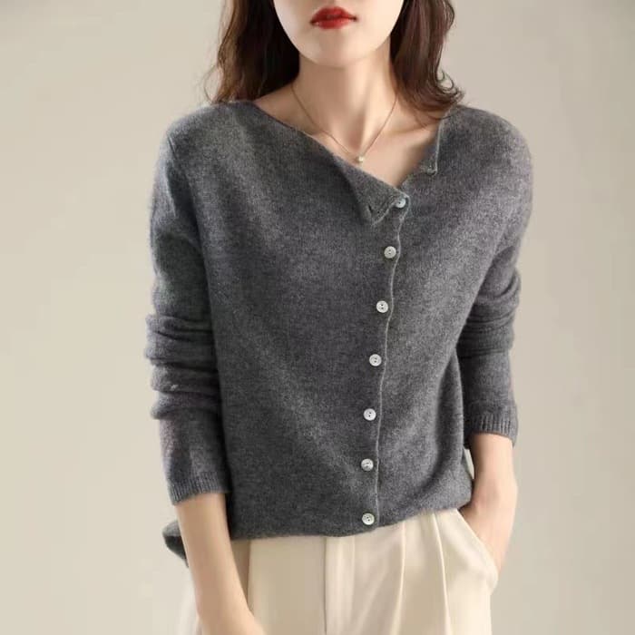骨格ストレートボートネックカーディガン