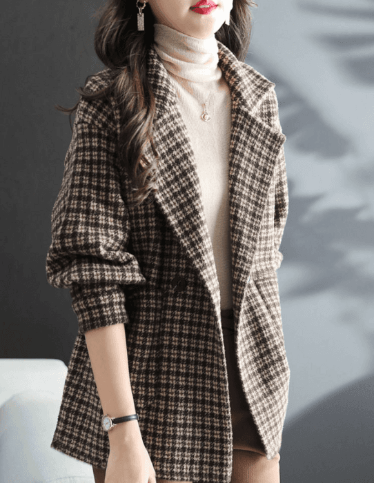 骨格ストレートダブルボタンチェックジャケット