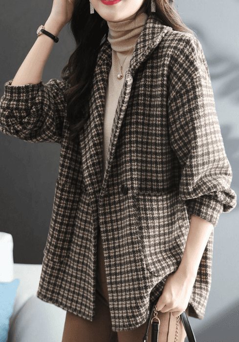 骨格ストレートダブルボタンチェックジャケット