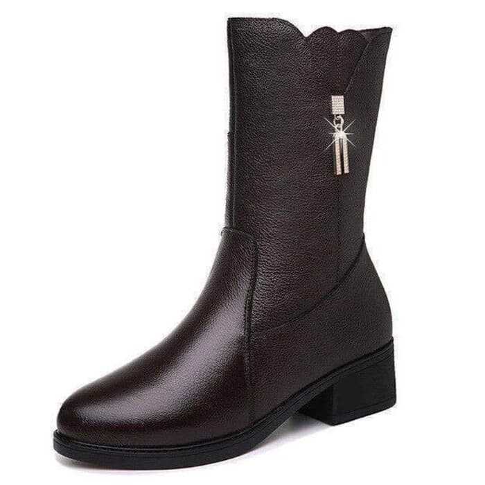 骨格ストレートラウンドトゥ サイドファスナー 太ヒール