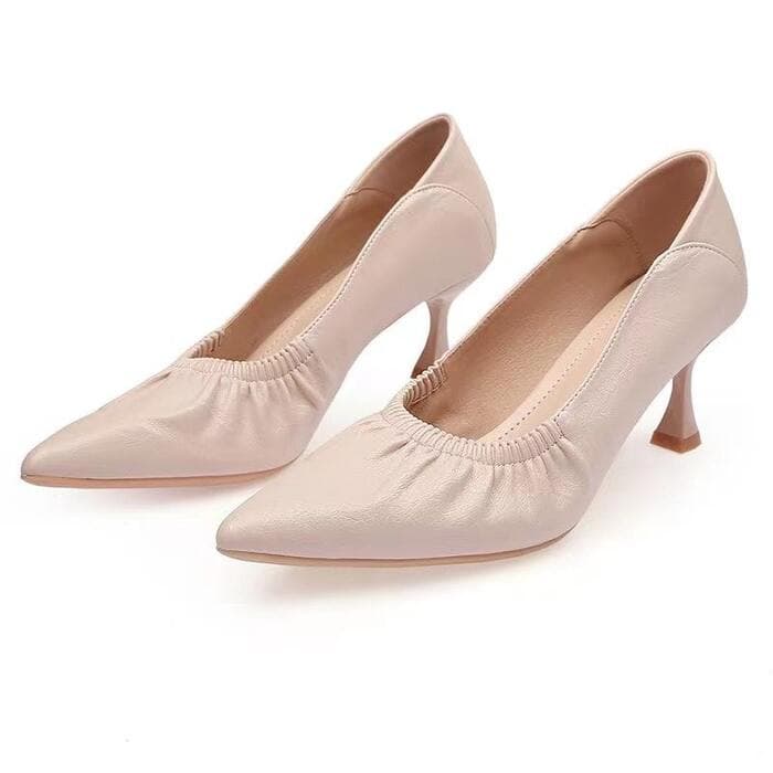 骨格ストレートポインテッドトゥピンヒールパンプス