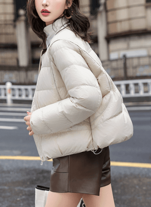 骨格ストレートラウンドネックライトダウンコート