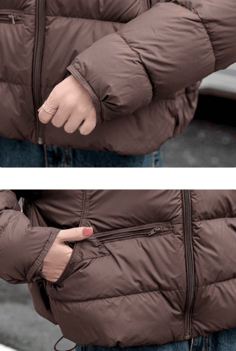 骨格ストレートラウンドネックライトダウンコート