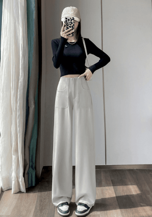 骨格ストレートワイドポケットストレートパンツ