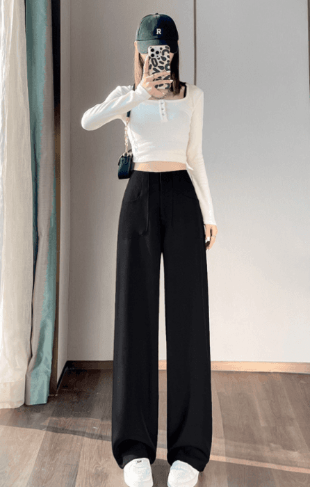 骨格ストレートワイドポケットストレートパンツ