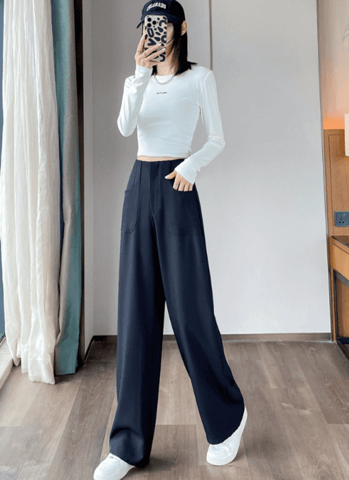 骨格ストレートワイドポケットストレートパンツ