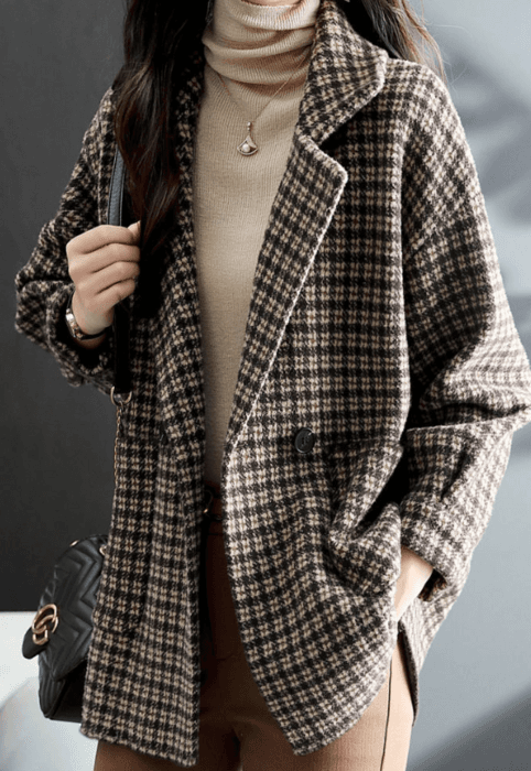 骨格ストレートダブルボタンチェックジャケット