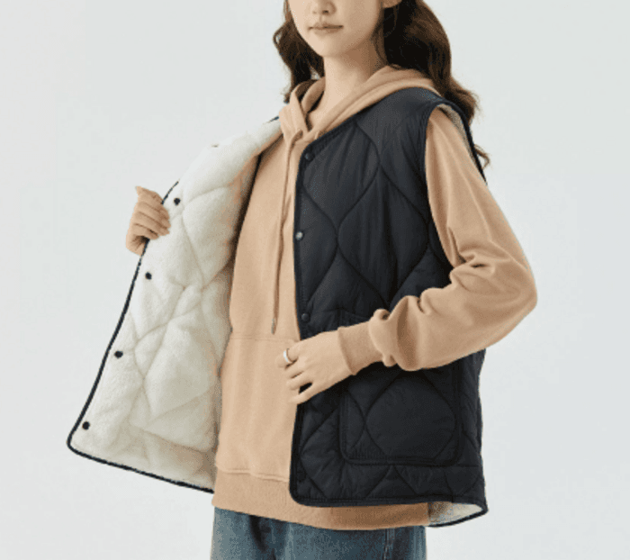 骨格ストレートキルティング中綿インナーベスト