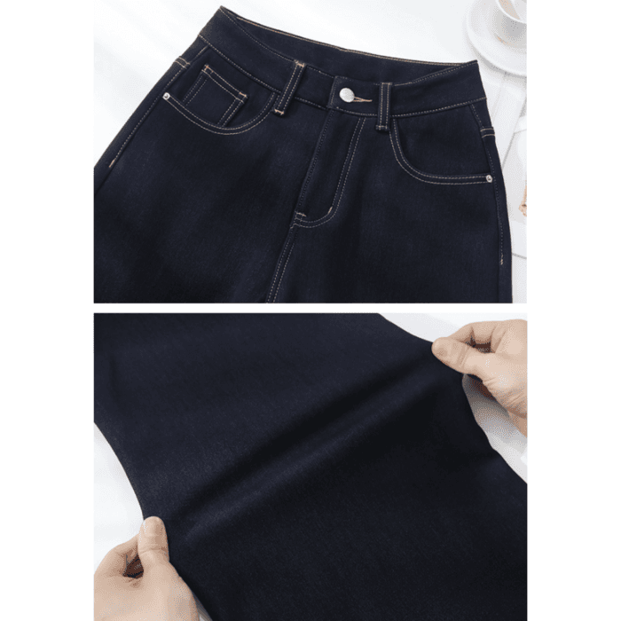 骨格ストレート裏起毛フレアデニムパンツ