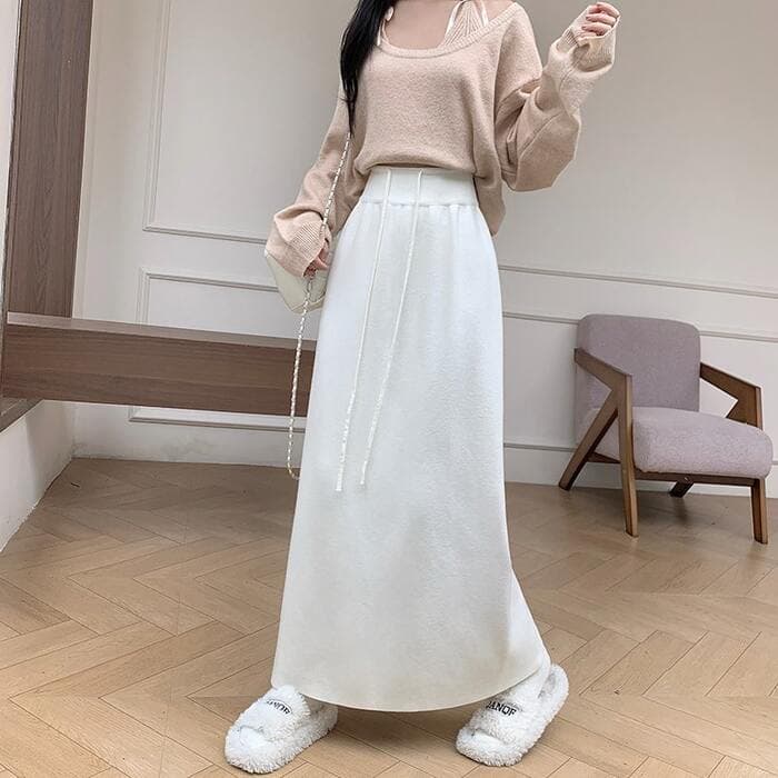 骨格ストレートバックポケットAラインロングスカート