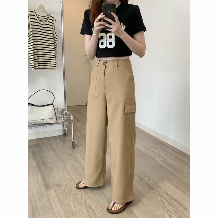 骨格ストレートベーシックカーゴパンツ