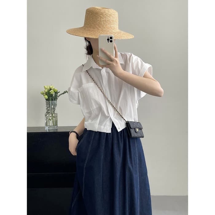 骨格ストレートナチュラルカラーシャツ