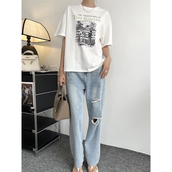 骨格ストレートプリントTシャツ