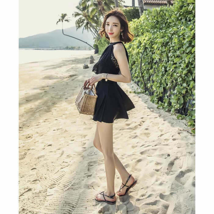 骨格ストレートオフショルワンピース水着