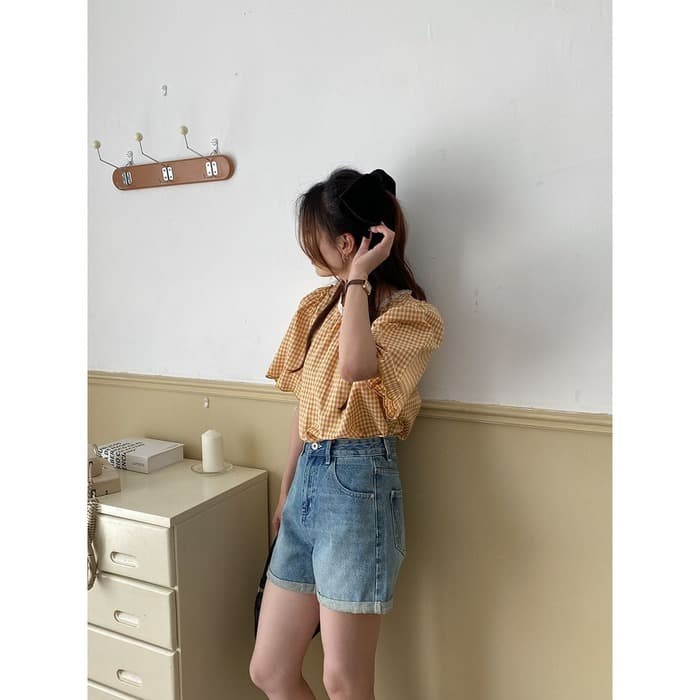 骨格ストレートデニムショートパンツ