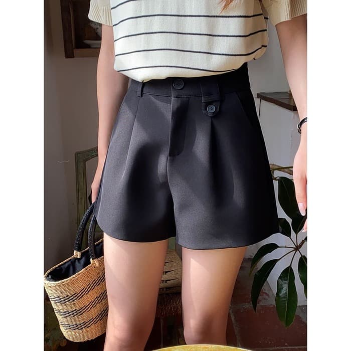 骨格ストレートベルト付きショートパンツ