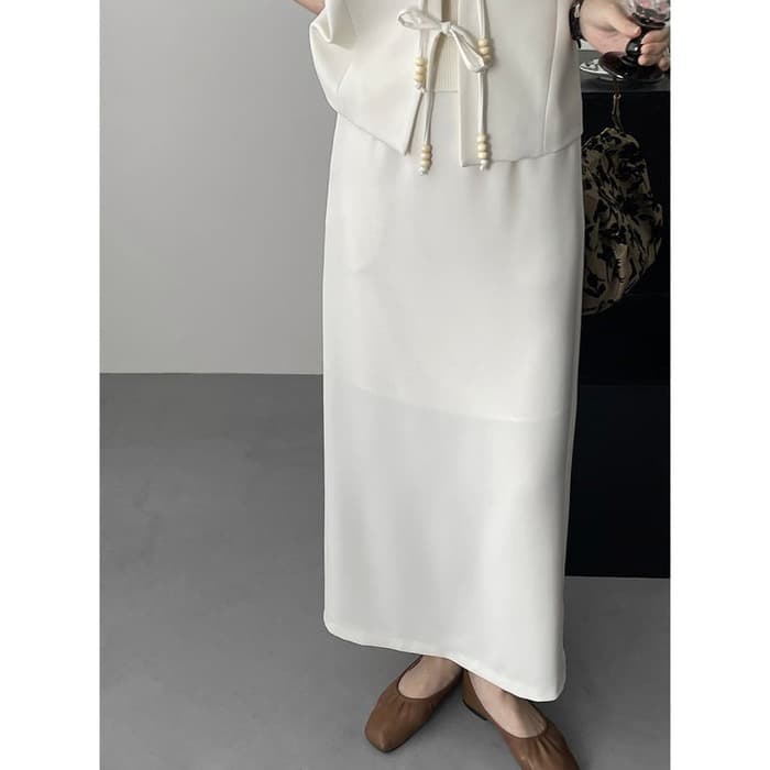 骨格ストレートジレ+ロングスカートセットアップ