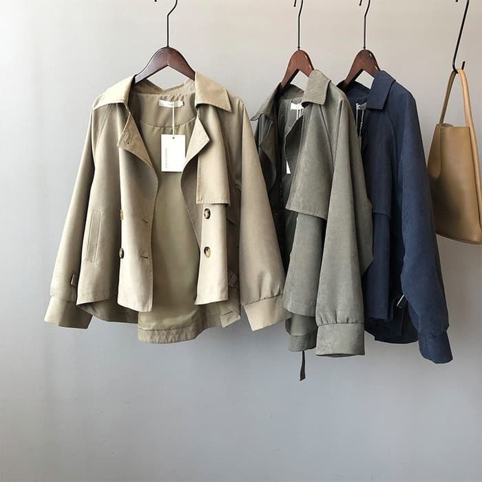 骨格ストレートショート丈トレンチコート