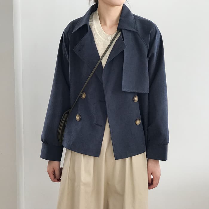 骨格ストレートショート丈トレンチコート