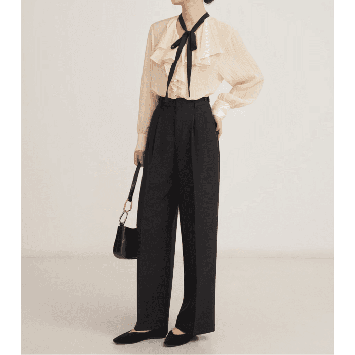 骨格ストレートスラックスワイドパンツ
