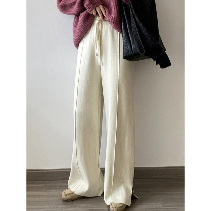 骨格ストレートワイドニットパンツ