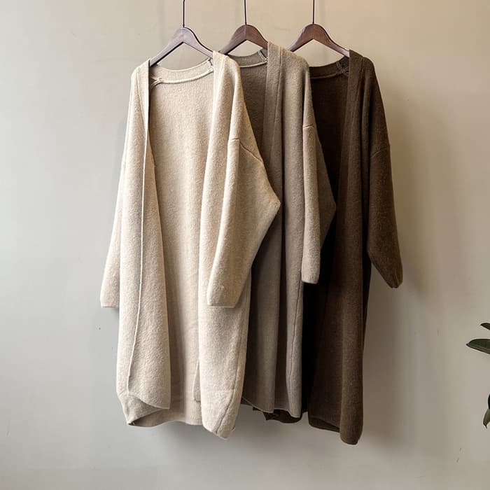 骨格ストレートロングニットカーディガン