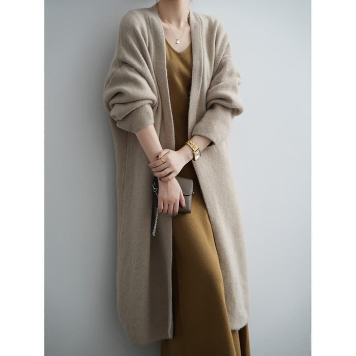 骨格ストレートロングニットカーディガン