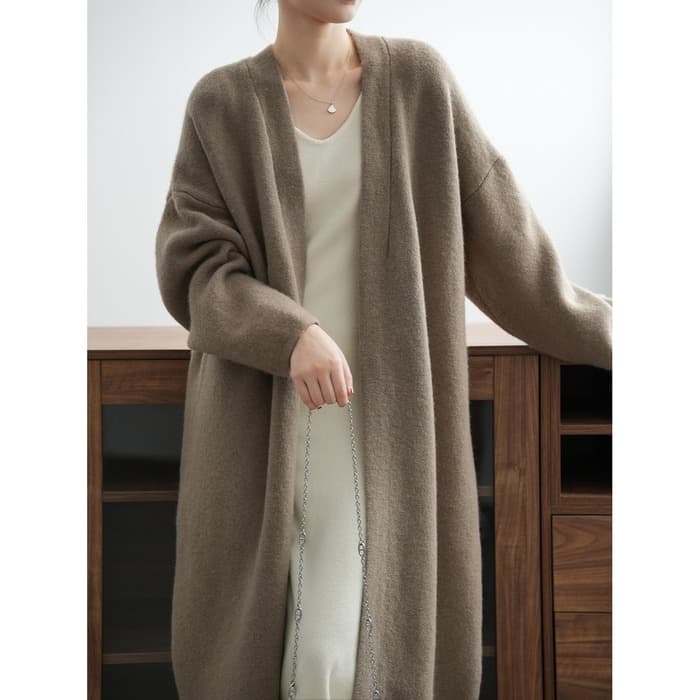 骨格ストレートロングニットカーディガン