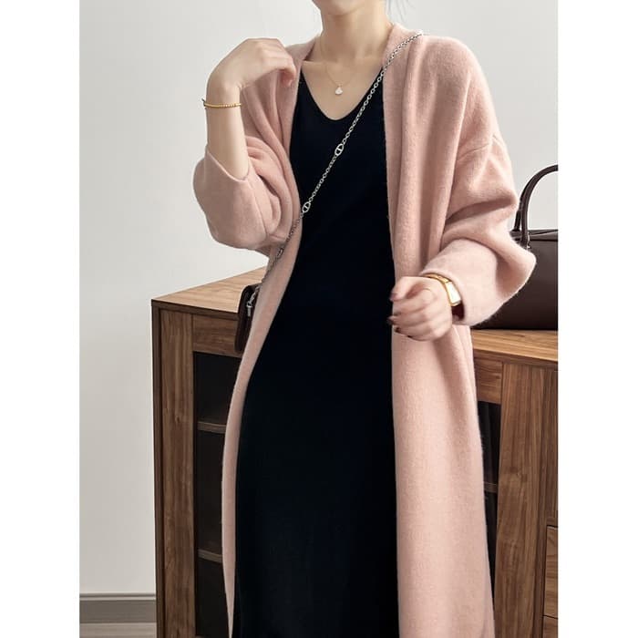 骨格ストレートロングニットカーディガン