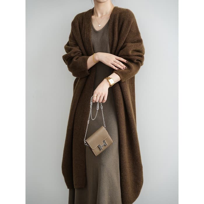 骨格ストレートロングニットカーディガン