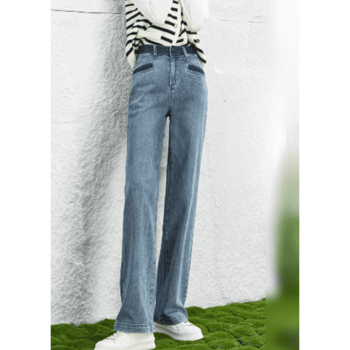 骨格ストレートコントラストストレートデニムパンツ