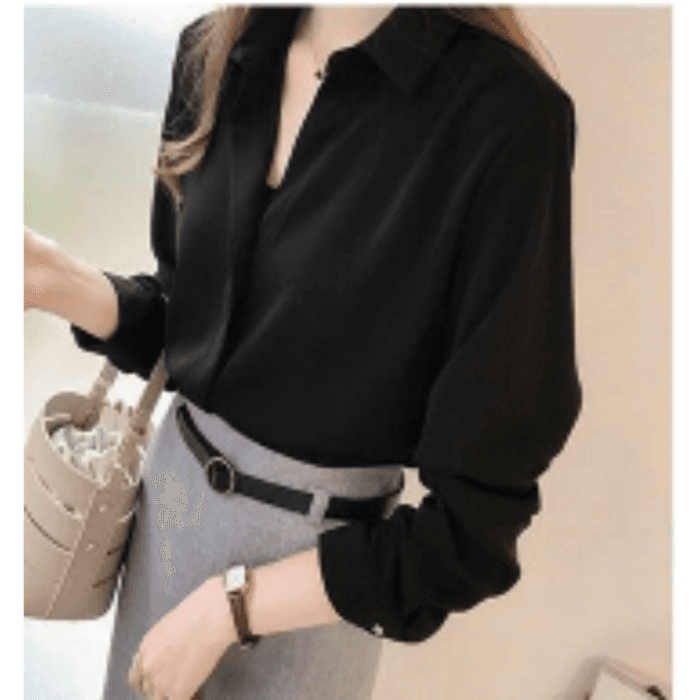 骨格ストレートシンプルブラウストップス