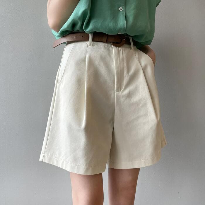 骨格ストレートベルト付きデニムパンツショートパンツ