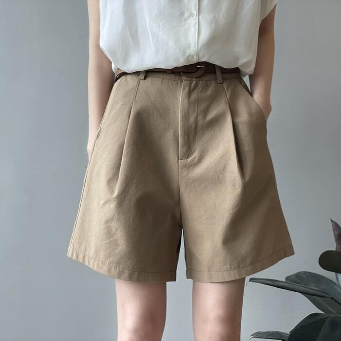 骨格ストレートベルト付きデニムパンツショートパンツ