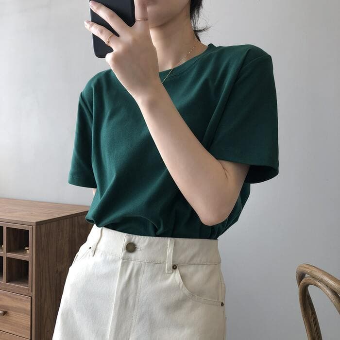 骨格ストレートラウンドネックTシャツ