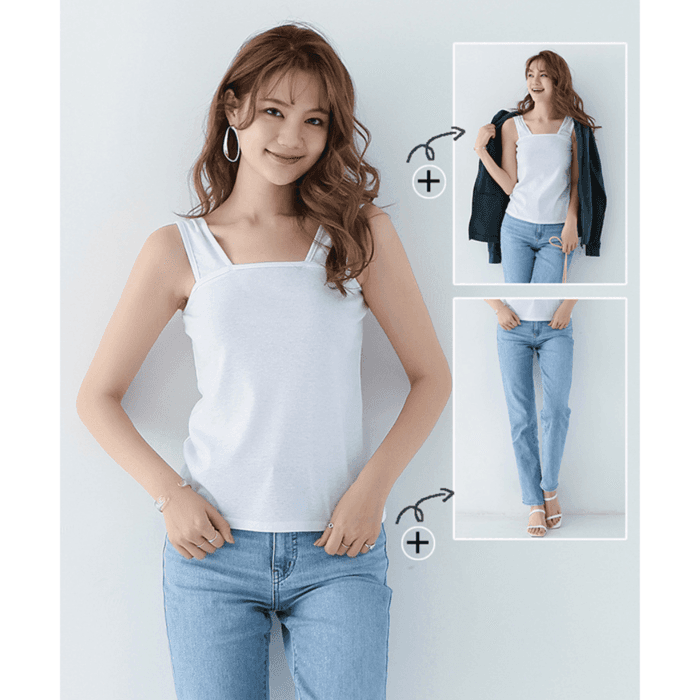 骨格ストレート ブラ紐隠しインナー タンクトップ