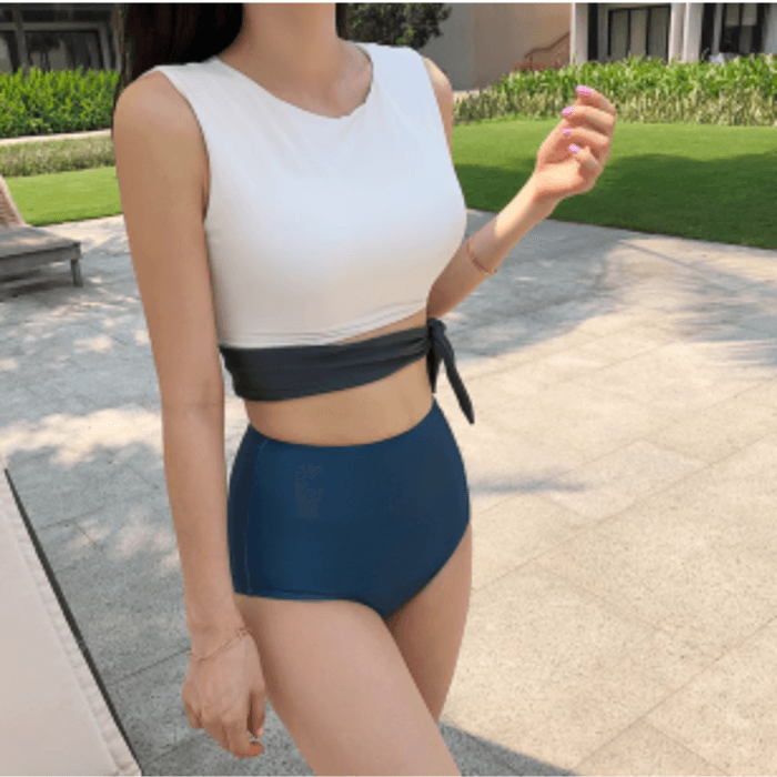 骨格ストレートバイカラーセットアップ水着