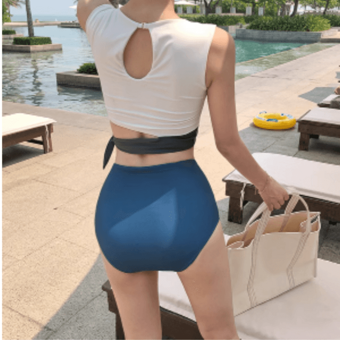 骨格ストレートバイカラーセットアップ水着