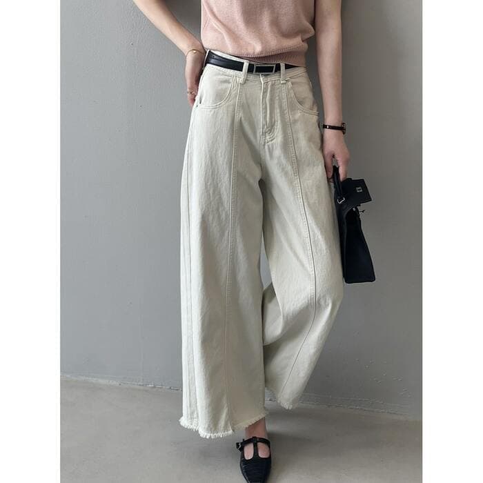 骨格ストレートワイドセンターラインデニムパンツ