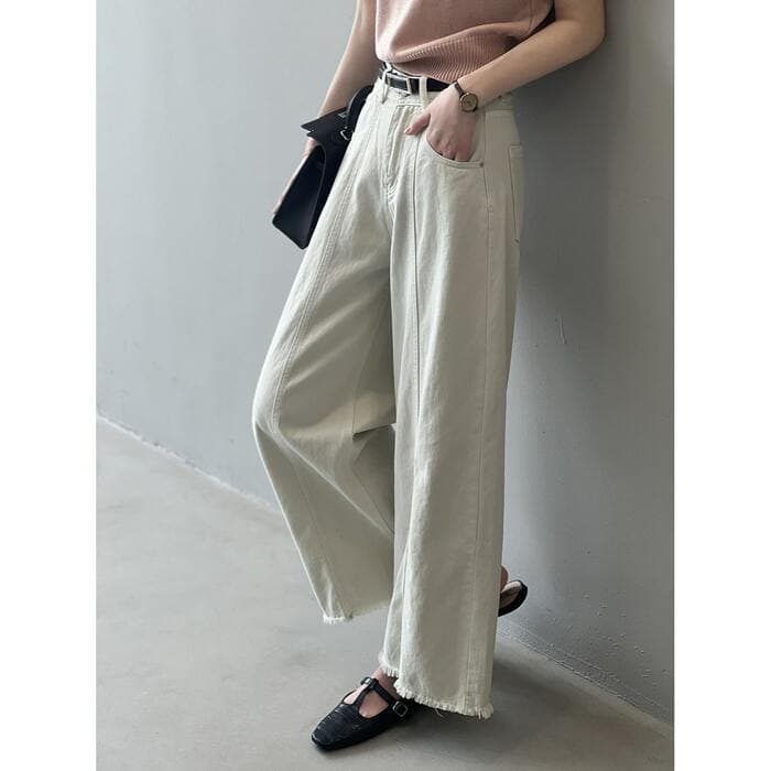 骨格ストレートワイドセンターラインデニムパンツ