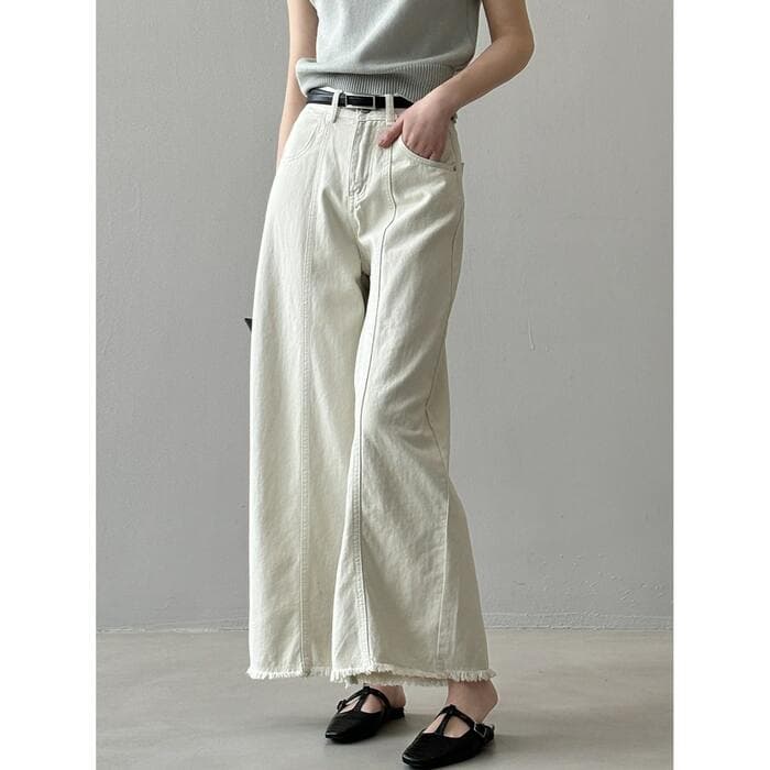 骨格ストレートワイドセンターラインデニムパンツ