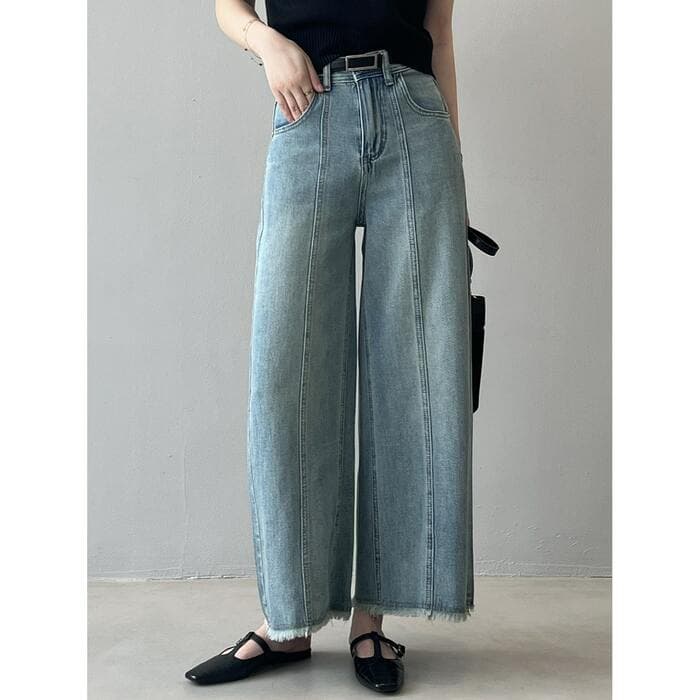 骨格ストレートワイドセンターラインデニムパンツ