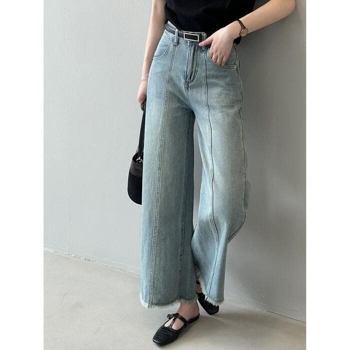 骨格ストレートワイドセンターラインデニムパンツ
