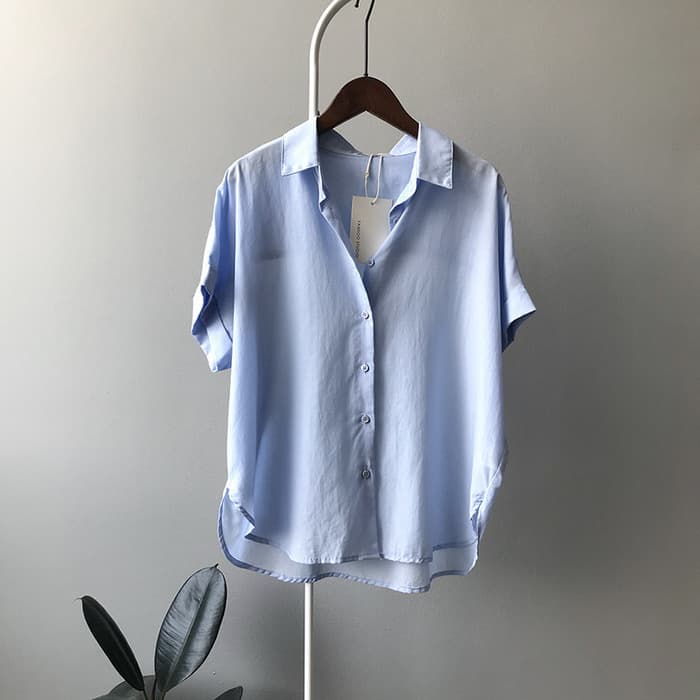 骨格ストレートテンセルリネン半袖シャツ